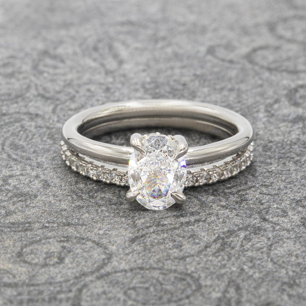 Charlotte's Wish Hidden Halo Mother Ring and Eternity Band Set