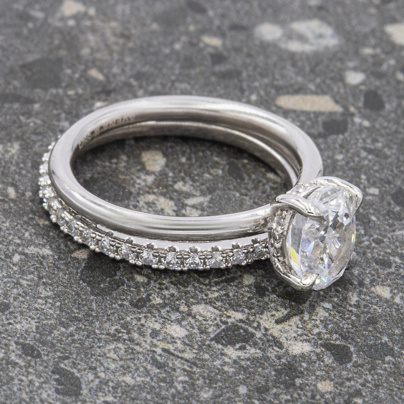 Charlotte's Wish Hidden Halo Mother Ring and Eternity Band Set