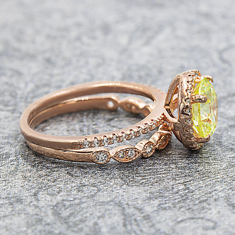 Apple Seed Halo Birthstone Ring Set Solaris Collection