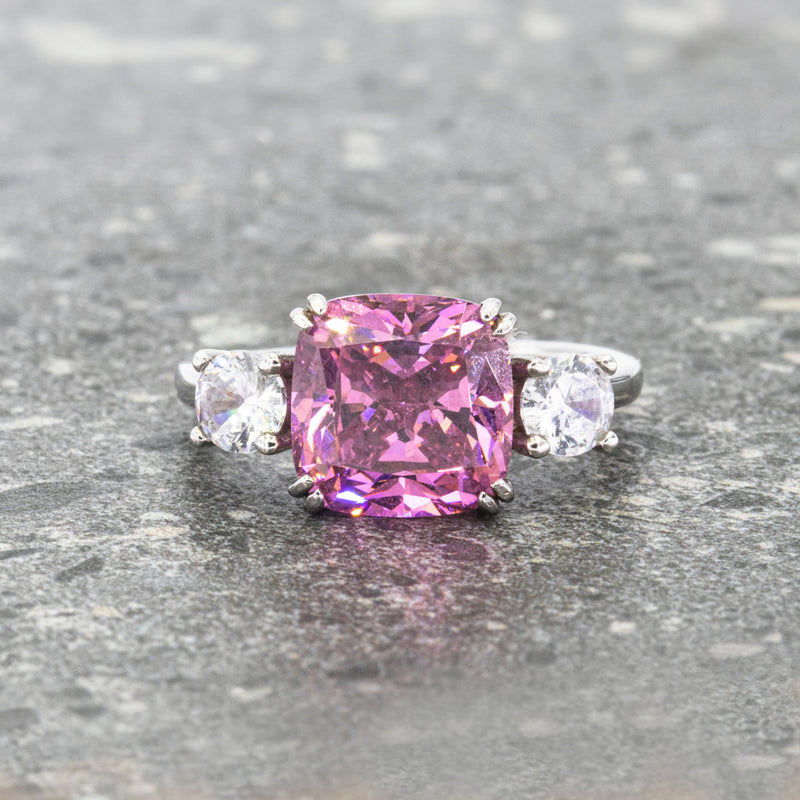 Pink Lotus Blossom 18K White Gold Ring Ilium Collection