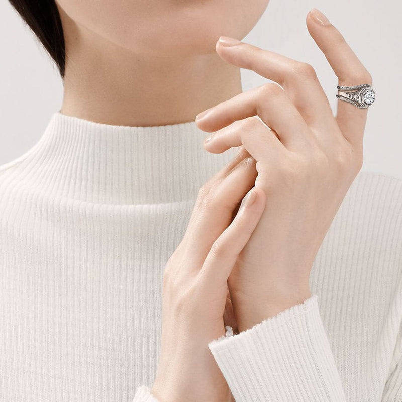 The Ancient Treasure Set: Moissanite Ring, Locket & Signature Bands
