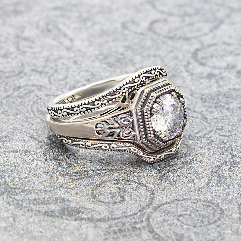 The Ancient Treasure Set: Moissanite Ring, Locket & Signature Bands