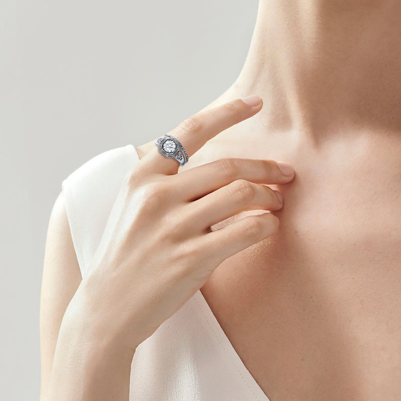 The Ancient Treasure Set: Moissanite Ring, Locket & Signature Bands