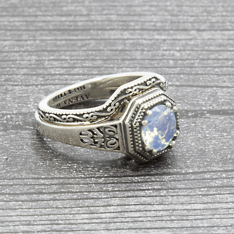 Ancient Classic 2.0 White Moonstone Ring and Art Deco Band Set XVIII Collection