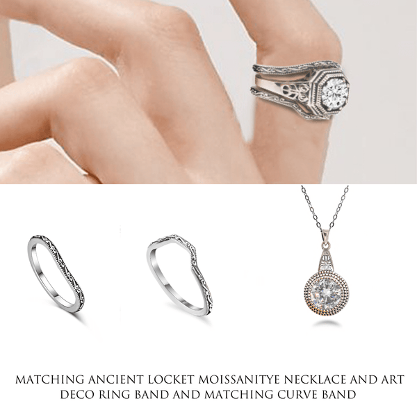 The Ancient Treasure Set: Moissanite Ring, Locket & Signature Bands