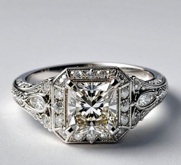 Preorder - Lady of Radiance Three Stone Edwadian Ring DIVINUS Collection