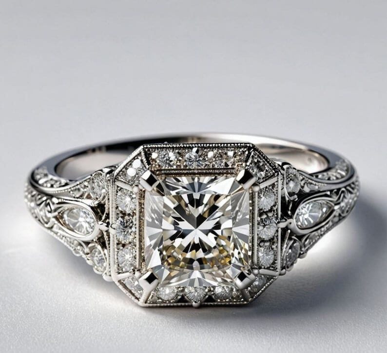 Preorder - Lady of Radiance Three Stone Edwadian Ring DIVINUS Collection
