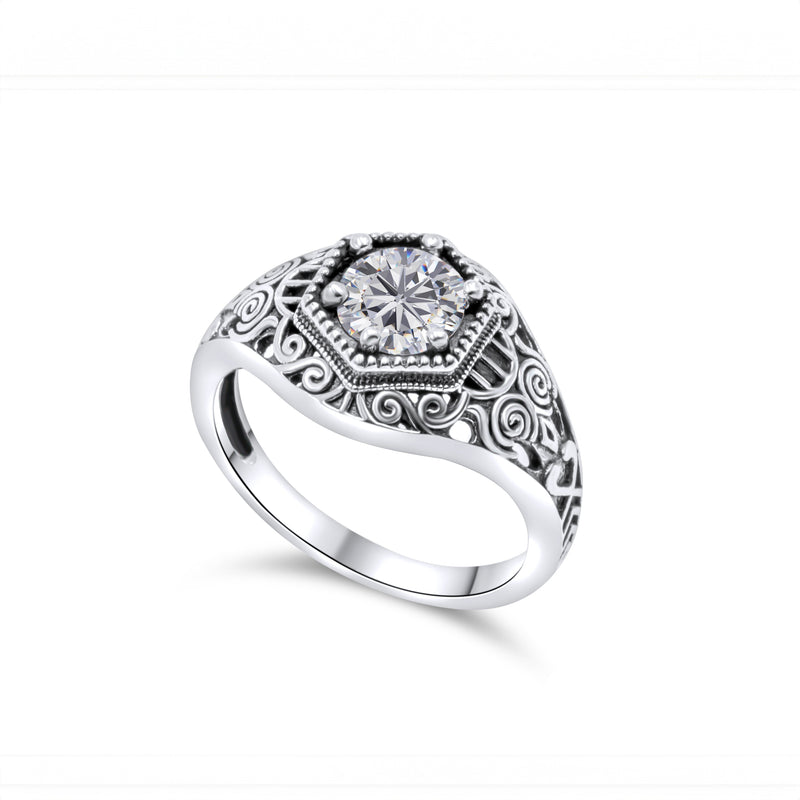 Hexagram Edwardian Solitaire Ring XVIII Collection