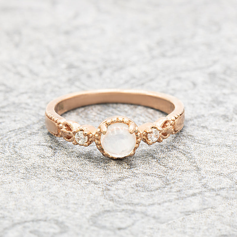 Dewy Crescent Birthstone Ring Solaris Collection