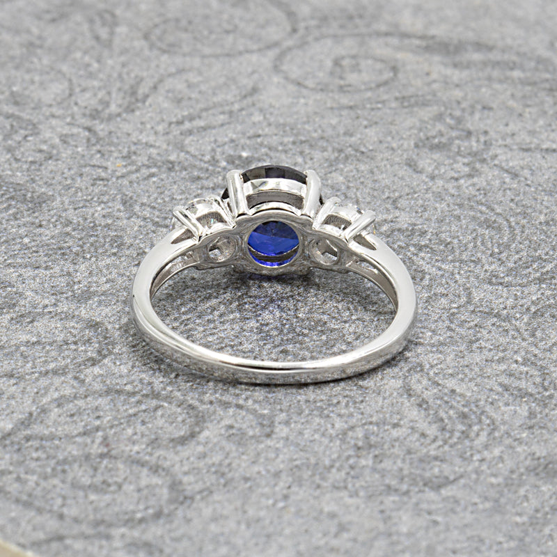 Ocean's Treasure Sapphire and Moissanite Three Stone Ring XVIII Collection