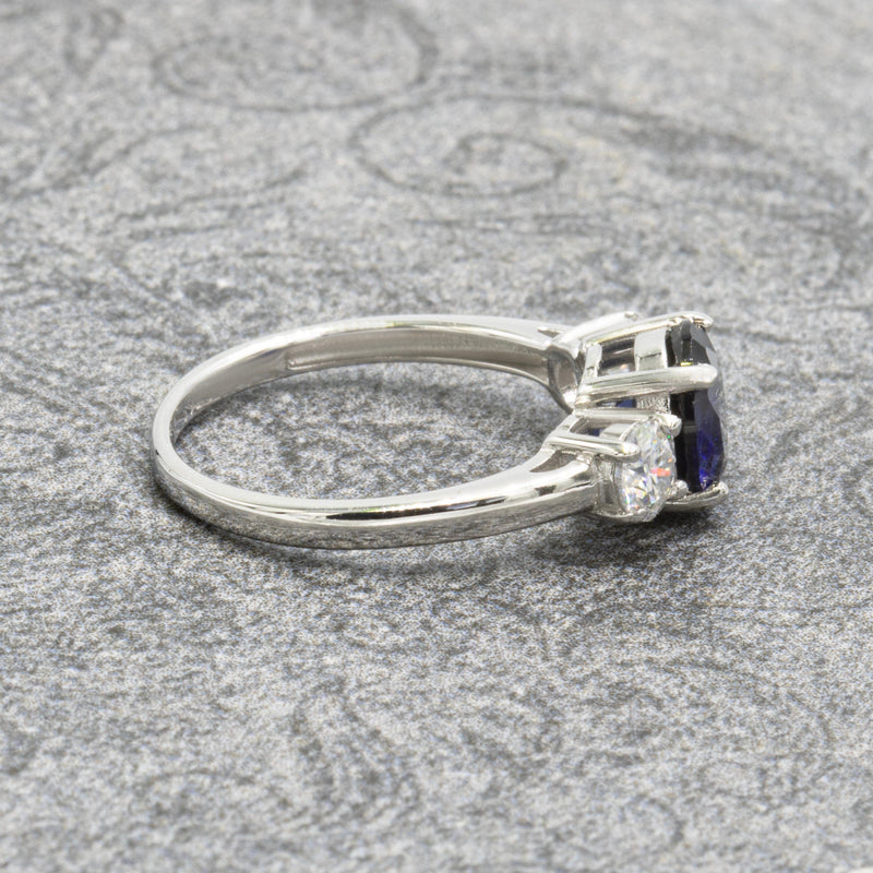 Ocean's Treasure Sapphire and Moissanite Three Stone Ring XVIII Collection