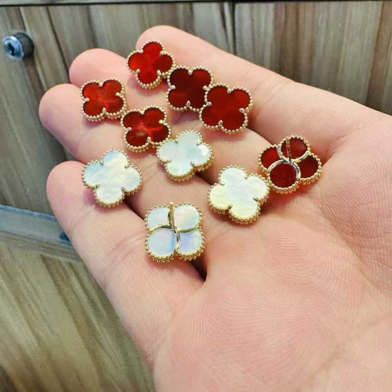 15mm Clover 18K Solid Gold Earring