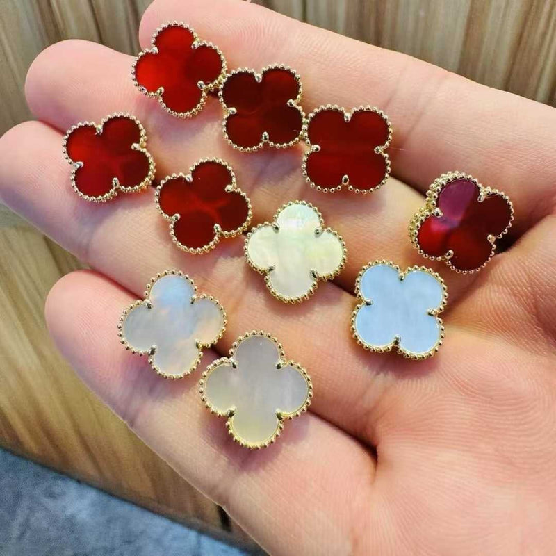 15mm Clover 18K Solid Gold Earring