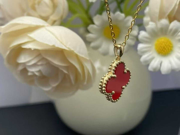 15mm Clover 18K Solid Gold Pendant Necklace