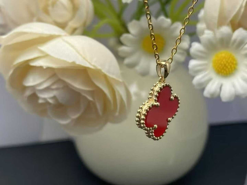 15mm Clover 18K Solid Gold Pendant Necklace