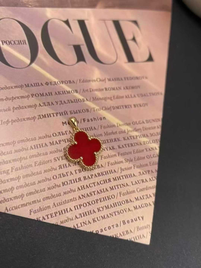 15mm Clover 18K Solid Gold Pendant Necklace