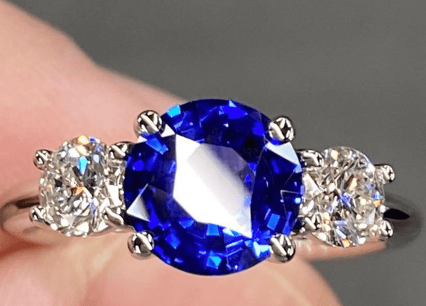 Preorder - Ocean's Treasure Sapphire and Moissanite Three Stone Ring XVIII Collection