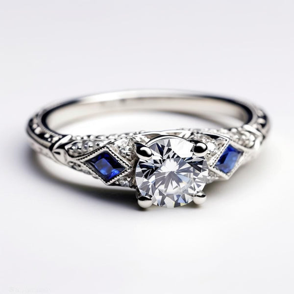 Preorder - Imperial Blue Filigree Moissanite Ring XVIII Collection