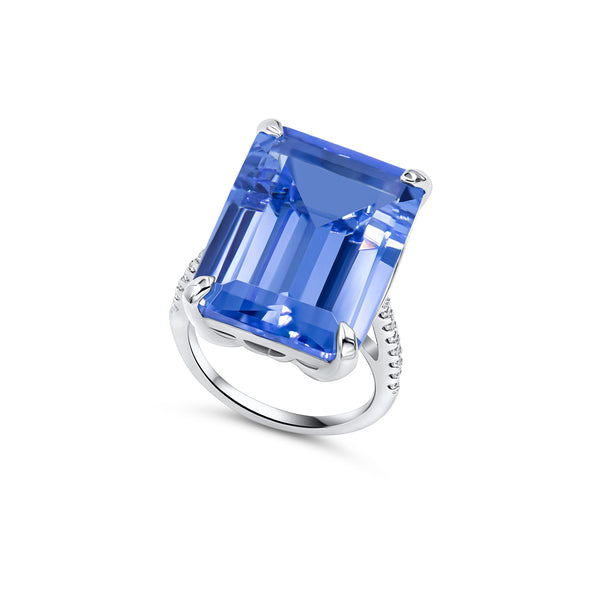 Breathtaking Blue XVIII Collection  14K Solid White Gold